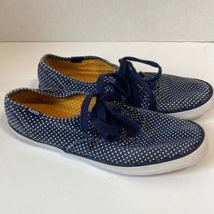 Keds navy and white polka dot lace up shoes size 6.5 preppy nautical